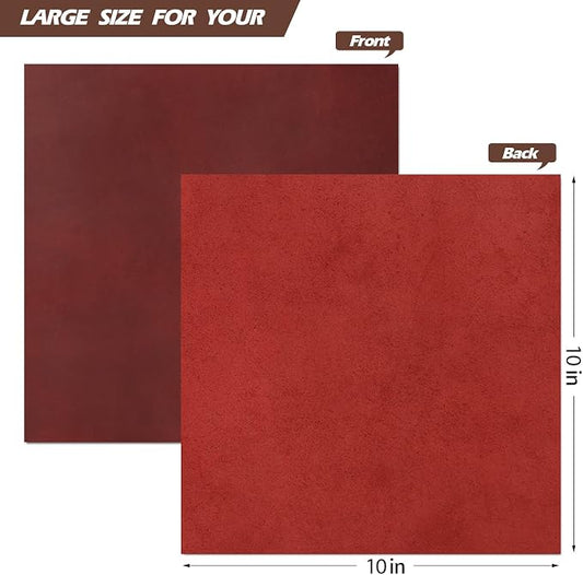 RingSun 10''X10'' Red Leather Sheets for Crafts (3mm), Full Grain Leather Tooling Leather