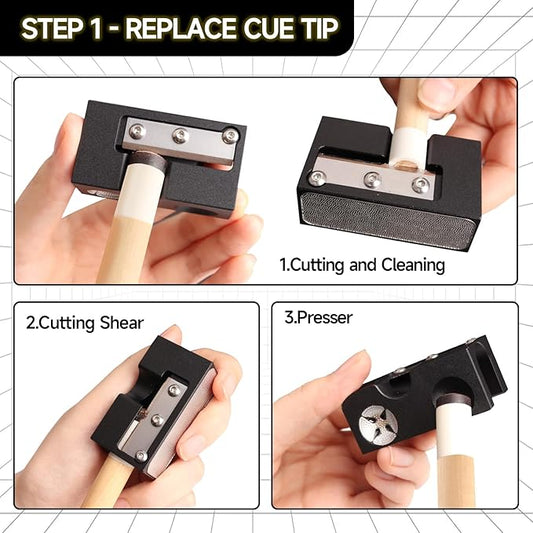 GSE Games & Sports Expert Billiard Pool Cue Tip Tool, Stick Scuffer/Shaper/Aerator/Joint Protector Tool, Billiard Accessories