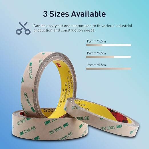 3M Double Sided Tape 9495LE 1/2" x 18Ft Pack of 1 Heavy Duty Clear Adhesive Tape for Electronics Bonding Attachment Laptop Phone Repairs Arts Crafts Leather Work Card Making