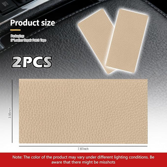 2PCS PU Leather Patch for Car Seat Repair,Self-Adhesive Leather Repair Patch Tape Vinyl Repairs Kit,Portable Car Leathers Repairs Kit (Khaki)