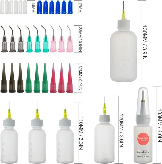 FJNATINH Precision Tip Applicator Bottle, Mini Glue Squeeze Bottle with Brush Tip for Oil, Wood Glue, Craft Glue, Paint, Crafting Fine Dispenser