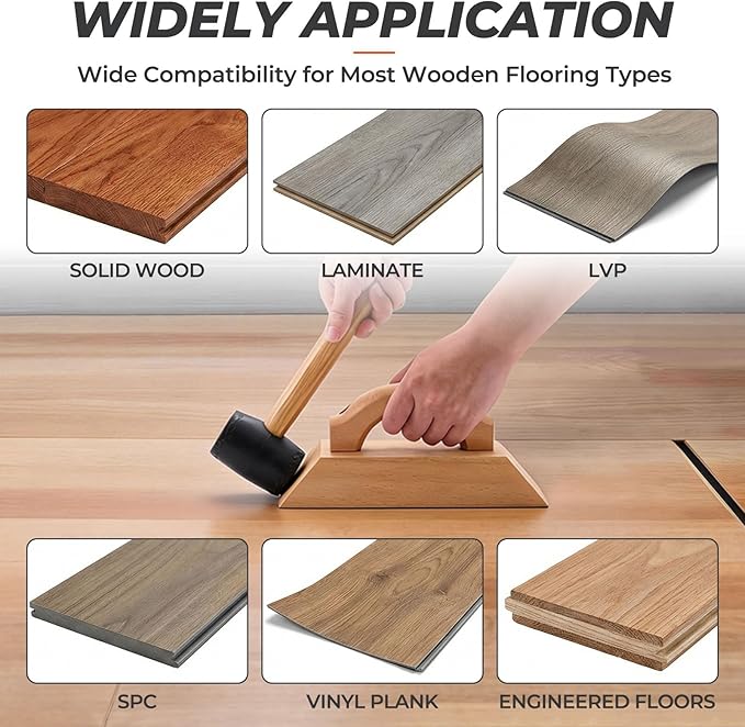 Wooden Floor Gap Fixer Tool Kit,with Comfortable Handle,Heavy-Duty Plank Grabber with 3PCS Washable Pads,for Repairing Gaps in Laminate,iny,and Solid Wood Flooring