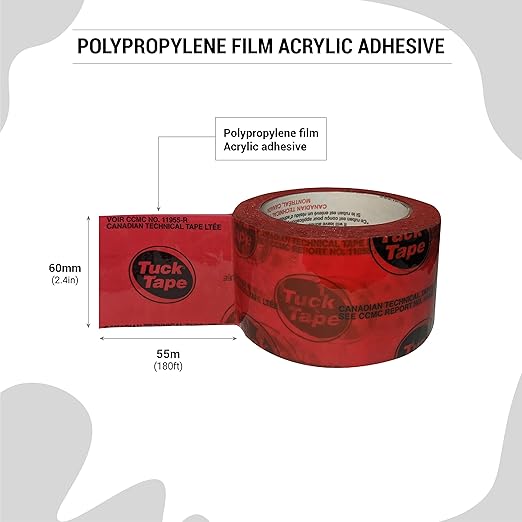 Tuck Tape Construction Sheathing Tape, Epoxy Resin Tape, 2.4 in x 180 ft (Red)