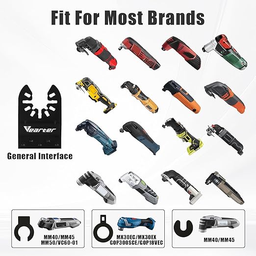 5PCS Diamond Oscillating Saw Blades, Universal Multitool Blades for Grit Grout Removal, Quick Release Multi Tool Kit for Tile, Air Brick, Cement, Concrete, Masonry