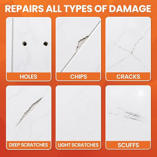 Ceramic Tile Repair Kit (Pure White), Tile Repair Kit with Super Strong Adhesion, Floor Cracked Tile Filler for Cracks, Chips, Holes on Ceramic, Porcelain, Acrylic, Fiberglass, Trim & Repair Kits