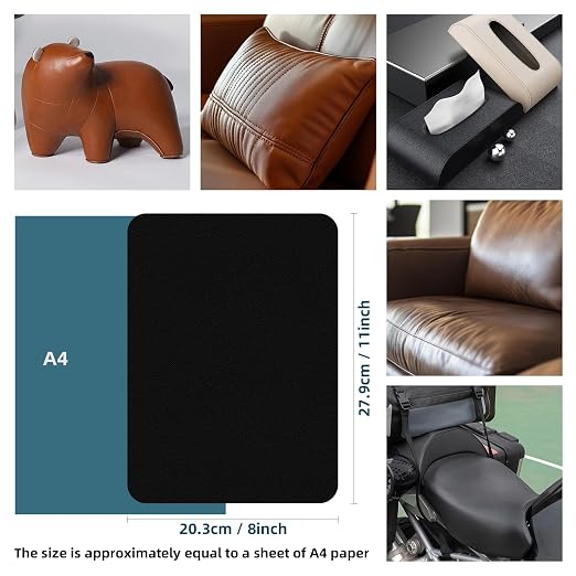 WILDREEDS 2 Pcs 8 x11 Inch Leather Repair Patches, Self-Adhesive Leather Patch for Sofas, Couch, Furniture,Tote Bags, Car Seats (Black)