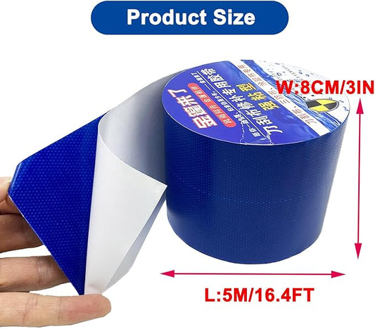 Tarpaulin Repair Tape, 3.15IN*16.4FT Blue Waterproof Tarp Repair Tape Patch, Heavy Duty RV Covers Tent Repair Tape for Truck Camper Travel Trailer Boat Covers