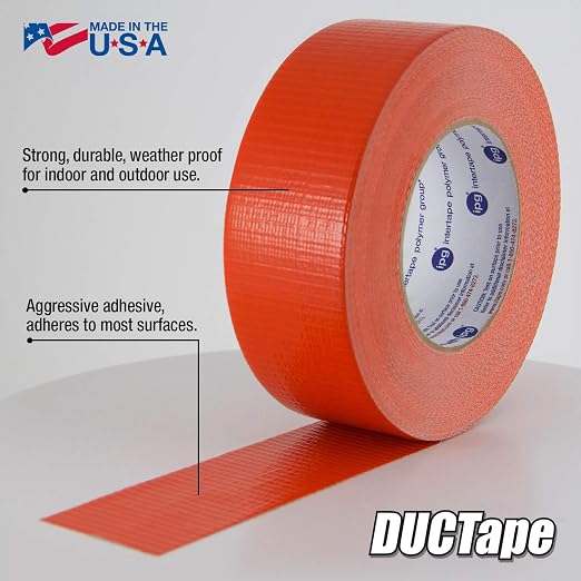 IPG JobSite DUCTape, Colored Duct Tape, 1.88" x 60 yd, Orange (Single Roll)