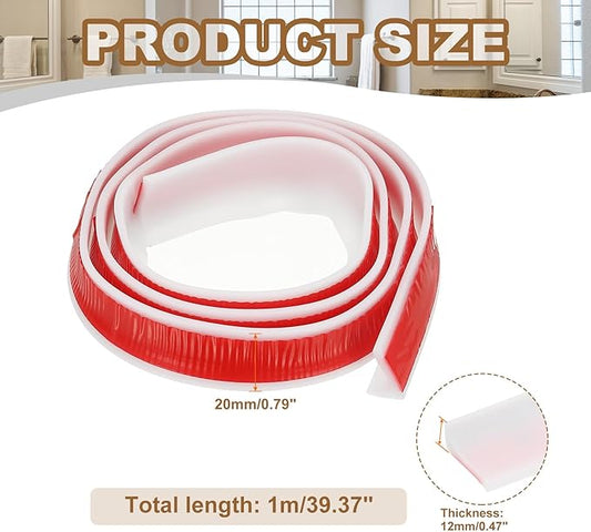PATIKIL 39 Inch Collapsible Shower Threshold Water Dam Guard, Shower Stopper Barrier Self Adhesive Sink Splash Guard for Frameless Shower Door Bottom, White (0.8"Wx0.5"T)