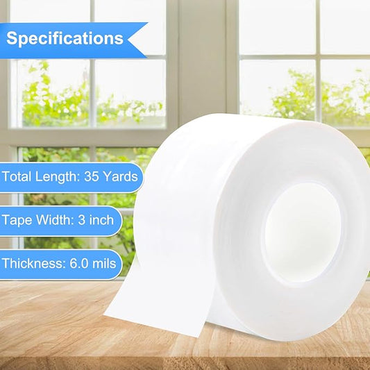 Window Sealing Tape Weather Stripping 2 Inch x 50 Yards Clear Window Insulation Draft Isolation Sealing Film Tape for Shower Glass Gaps Seal Windproof, Residue Free(2 Inch x 50 Yards White)