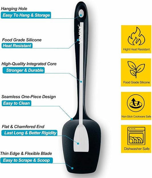 Silicone Spatula Set, Heat Resistant Rubber Spoon Spatula with Seamless One Piece Design, Non-Stick Spoonula, Flexible Scrapers Baking Mixing Tool,3 Pack, Multi-color