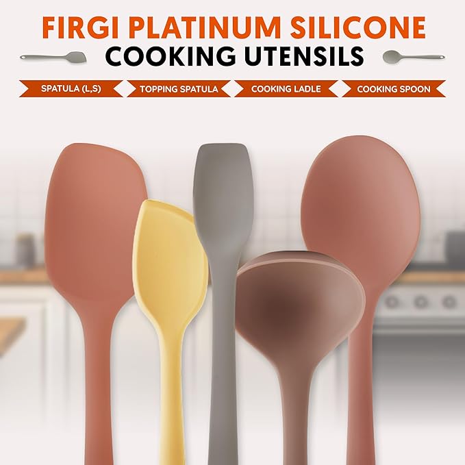 Platinum Silicone Spatula – BPA Free Silicone Spatula for Cooking – Heat Resistant Cooking Utensils for Non Stick Pans – One-Piece Spoonula for Baking, Mixing & More – Kitchen Scraper 11.4” Yellow