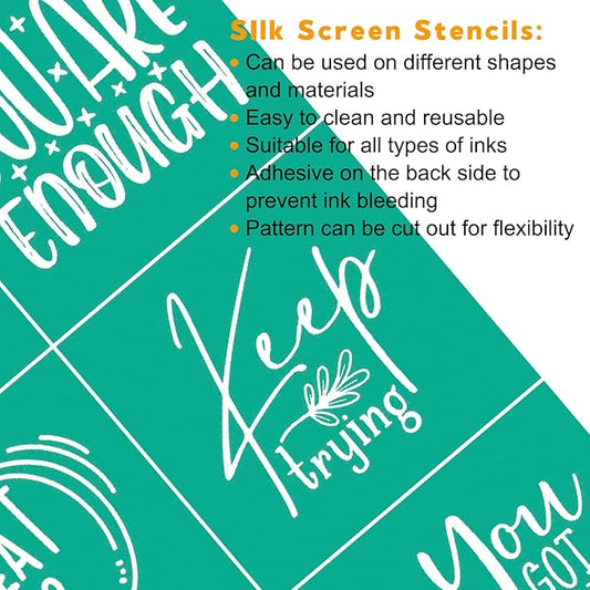 Silk Screen Stencils Self Adhesive Reusable Mesh Printing Stencil for Painting on Wood Fabric Chalkboard Home Decor