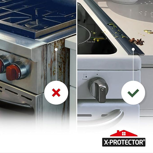 Silicone Stove Gap Cover X-Protector - 50” x 1.55" Guard Between Stove and Counter - Self-Adhesive Premium Counter Gap Filler - Heat Resistant Oven Counter Gap Protector - Stove Top Spill Guard