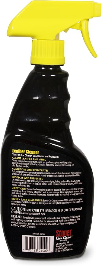 Stoner Car Care 95400 Leather Cleaner and Conditioner for 3-in-1 Car Interior Cleaner to Rehydrate Protect and Preserve Leather Surfaces, 16 Fl Oz, Pack of 1