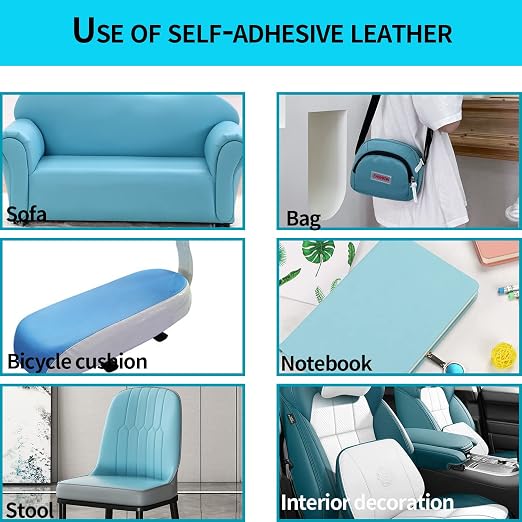 LEMGUBKP Self Adhesive Leather Repair Tape for Large Furniture, Sofa Leather Repair Sticker, Used for Furniture, Sofa, car seat Repair and Tear, Vinyl Repair kit 17.78X78.8 inch (Lake Blue)