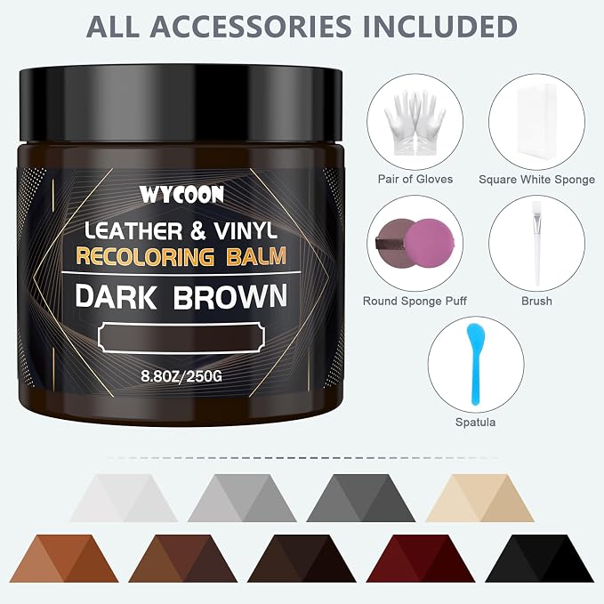 Leather Recoloring Balm & Color Restorer, Leather Dye, Paint & Repair Kit for Furniture, Couches, Car Seats, Shoes