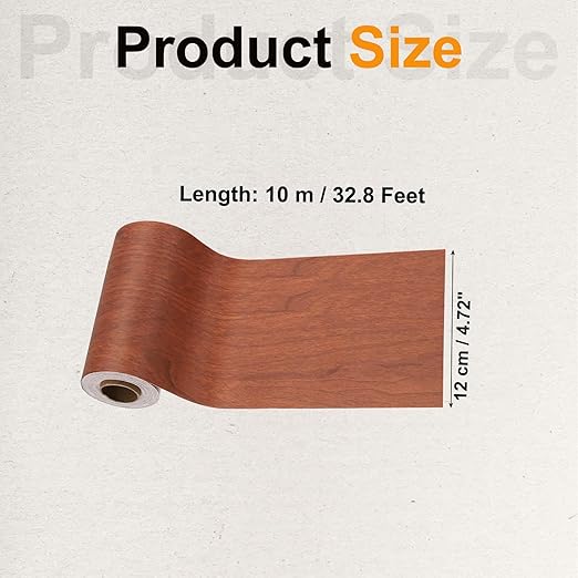 PATIKIL Wood Grain Tape 4.7" x 32 ft, Self-Adhesive Wood Texture Repair Tape Realistic Wooden Effect Patch for Furniture Cabinets Floor Walls, Red Brown