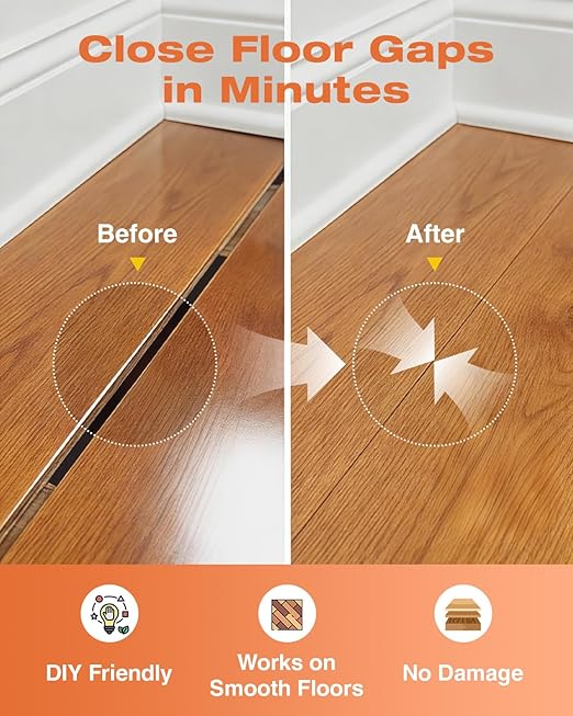 Saker Floor Gap Fixer Tool Kit with Mallet, 10PCS Washable Pads & Gloves, Suction Cup Tool for Laminate Floor Gap Repair, Vinyl Plank & Wood Floors (Dual Suction Cup+Rubber Mallet)