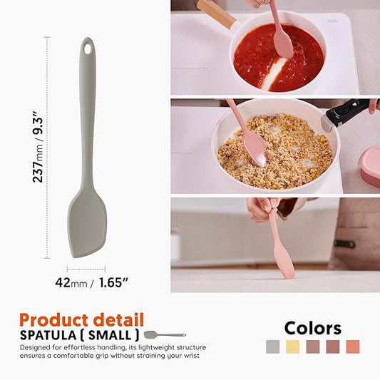 Platinum Silicone Spatula – BPA Free Silicone Spatula for Cooking – Heat Resistant Cooking Utensils for Non Stick Pans – One-Piece Spoonula for Baking, Mixing & More – Kitchen Scraper 9.3” Warm Gray