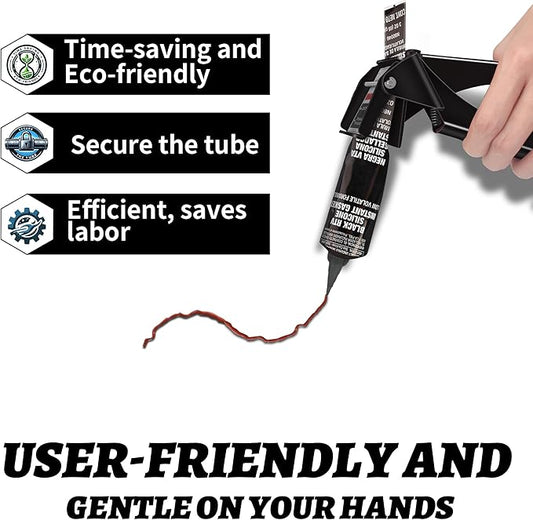 TYUJIGINE Tube Extrusion Tool - Efficient RTV and Silicone Dispenser that maximizes The use of All Material in The Tube and Prevents Material Waste(Black)
