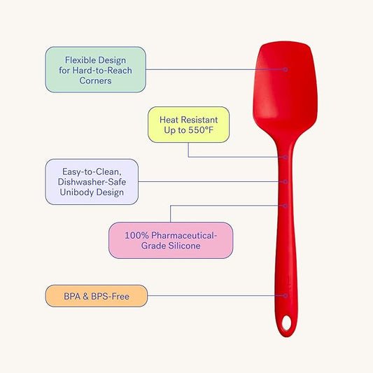 GIR: Get It Right Silicone Spoonula - Non-Stick Heat Resistant Silicone Scraper Spatula for Mixing, Serving, Scraping, Stirring, and More - 11 Inch, Navy Blue