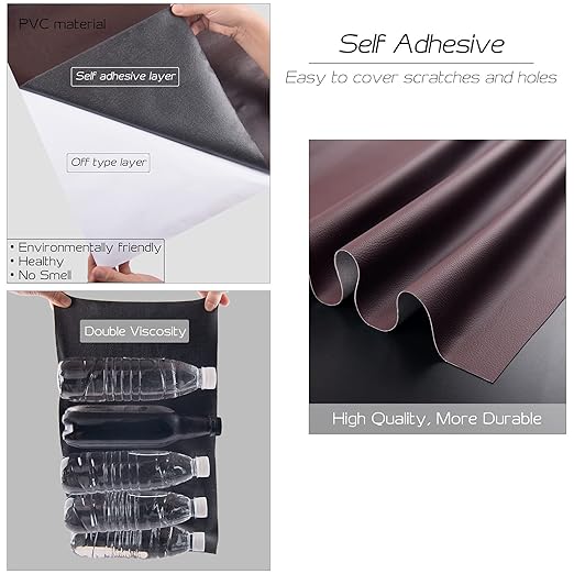 Leather Repair Patch, 17X158 inch, Large Self-Adhesive, Red Brown, for Furniture Couch Chairs Car Seat