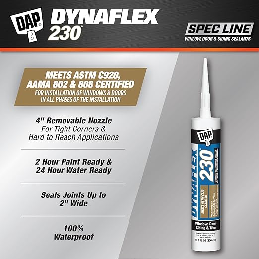 DAP Dynaflex 230 Pro Elastomeric Sealant, White WT099, 10.1 Oz (7079807102) (Pack of 12)
