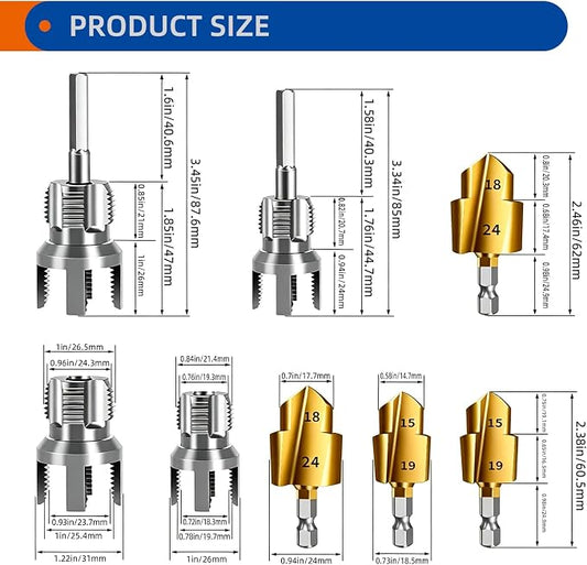New PPR PVC Pipe Threading and Reaming Tool Kit for Drill, Internal & External Pipe Reaming and Thread Cutting Tool Set for 1/2"(DN15) 3/4"(DN20) PVC Pipe, Plumbing Water Pipe Repair and Maintenance