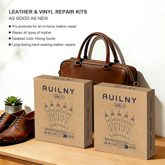 Leather Repair Kit for Furniture, Sofa, Jacket, Car Seats & Purse. Fix Tears, Scratches, Holes & Peeling on Genuine, Faux, Bonded.(5 Colors)