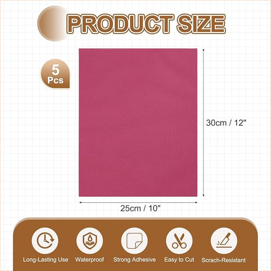 MECCANIXITY 3 Pcs Leather Repair Patch 10"x12" Self-Adhesive Leather Vinyl Repair Tape Kit for Furniture Couches Sofa Chair Car Boat Seats Jackets, Rose Red