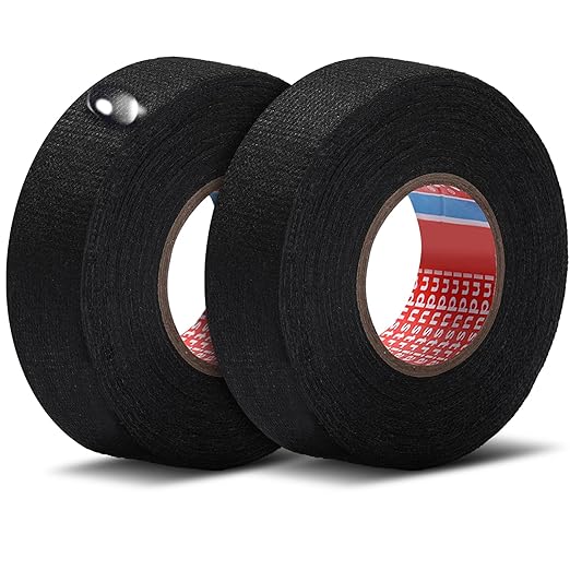 Outus Wire Harness Cloth Electrical Tape Wire Loom Harness Automotive Heat Proof Cloth Tape for Automotive Electrical Wrap Protection Insulation Cable Fixed(2 Roll,1-1/4 Inch X 49.2 ft)