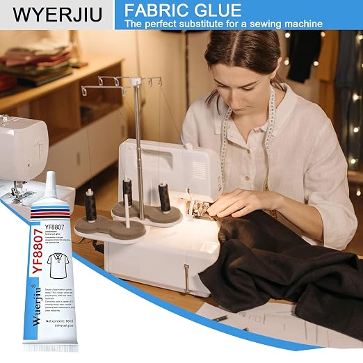 Fabric Glue Permanent, Washable Clear Clothing Glue, Super Fabric Glue for Rhinestones, Patches, Clothes, Denim, Leather, Polyester, Fabrics, Doll Repair, Flannel, Cotton, 2oz