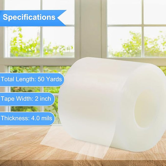 Window Sealing Tape Weather Stripping 3 Inch x 35 Yards Clear Window Insulation Draft Isolation Sealing Film Tape for Shower Glass Gaps Seal Windproof, Residue Free (3 Inch x 35 Yards)