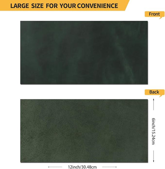 RingSun 6''X12'' Green Leather Sheets for Crafts (4mm), Full Grain Leather Tooling Leather