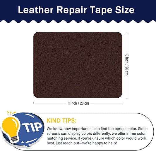Zenyao Leather Repair Patch Tape - Self Adhesive Leather Repair Kit for Car Seat Furniture, Vinyl Repair Patch for Couch Sofa, Waterproof Fix for Tears, 8x11 Inch Sheet, 2 Pieces, Brown Burgundy
