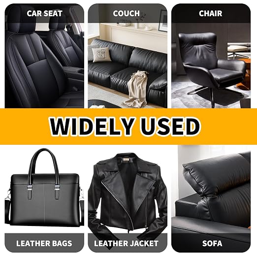 JuCheng Leather Repair Kit -Leather Repair Patch Self-Adhesive Waterproof Patch & Glue for Furniture, Car Seats, Sofa, Couch, Vinyl - Instant Fix for Tears & Scratches (Black, 17X158 inch)