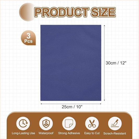 MECCANIXITY 5 Pcs Leather Repair Patch 10"x12" Self-Adhesive Leather Vinyl Repair Tape Kit for Furniture Couches Sofa Chair Car Boat Seats Jackets, Bright Blue