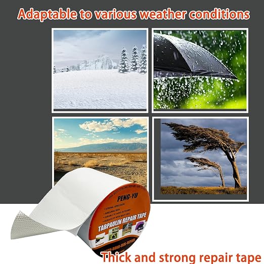 Heavy Duty Awning Repair Tape, Waterproof Strong Adhesive Patch, Instant Fix Tape for Tent, Boat Covers, Tarp, Sail, Canopy, Canvas, Tarpaulin, 4INX20FT, White