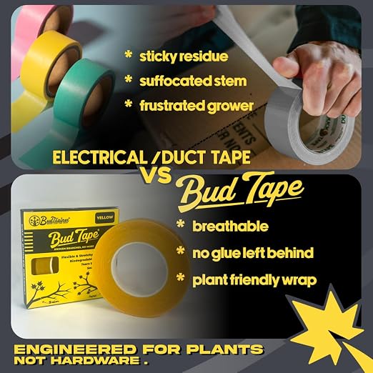 BudTape for Grafting and Branch Repair, 90ft (27m) | Self-Adhering, Flexible, Water-Resistant Tape For Grafting | Use For Broken Stems And Weak Branch Repair