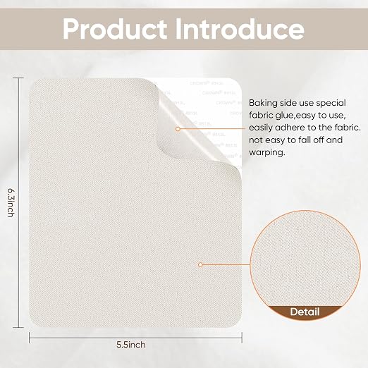 Suede Couch Patch Repair Fabric,6-Piece Self-Adhesive Microfiber Patches,Quick Fix Sofa Chair Car Seat,Furniture & Upholstery Repair Kit. (Pure White)
