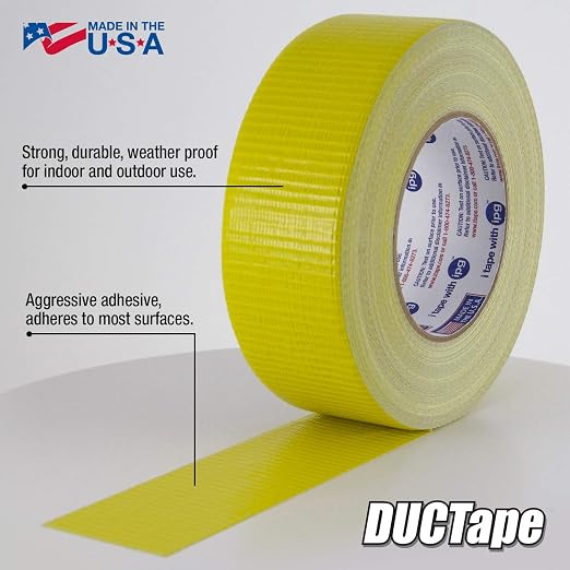 IPG JobSite DUCTape, Colored Duct Tape, 1.88" x 60 yd, Yellow (Single Roll)