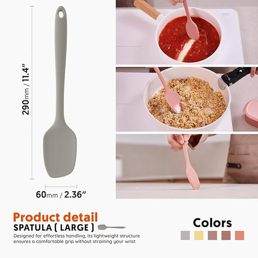 Platinum Silicone Spatula – BPA Free Silicone Spatula for Cooking – Heat Resistant Cooking Utensils for Non Stick Pans – One-Piece Spoonula for Baking, Mixing & More – Kitchen Scraper 11.4” Gray