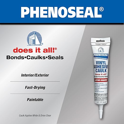 Phenoseal Does It All Vinyl Adhesive Caulk, Translucent, 5.5 oz (7079807027)