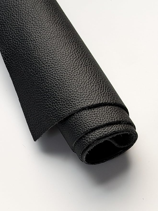 12'' x 24'' Genuine Full Grain Cowhide Leather Sheet — Soft Leather for Upholstery Repair, Handbags, Wallets, Sewing, Crafts, & DIY Projects — 1.1-1.3mm (3oz) Pre-Cut (Black, 1 Piece)