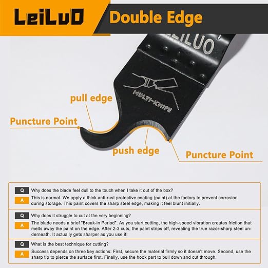 LEILUO 6 Pcs Oscillating Multi Tool Hook Knife Blades for Cutting Carpet Roofing Shingles Cardboard Soft Materials Includes Storage Bag Compatible with DeWalt Makita Ryobi Milwaukee and More