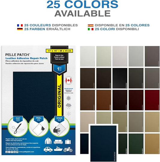 Car Leather Seat Repair Kit - 25 Colors Available - Original 11x16 - Medium Blue