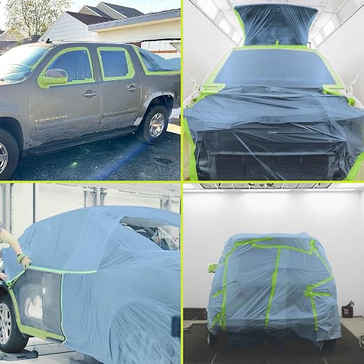 Tangibay Pre-Taped Masking Film - 22" x 66' Painters Plastic Sheeting with Painter's Tape and Drape for Automotive & House Painting, Covering Cars, Walls, Windows and Furniture Protection (24 Rolls)