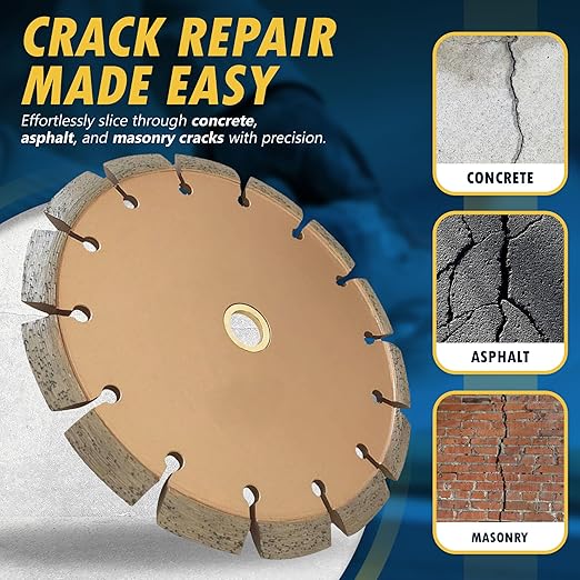 8" Crack Chaser Blade for Cured Concrete, Asphalt Repair or Joint Widen, 0.5" Width, 1"/20mm Arbor