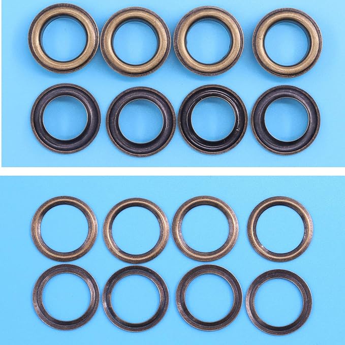 Glarks 124Pcs 1/2 Inch Bronze Grommets Eyelets with Tool Sets, 120Pcs Grommets Eyelets with 4Pcs Installation Tools for Fabric, Canvas, Curtain, Clothing, Leather Repair and Decoration